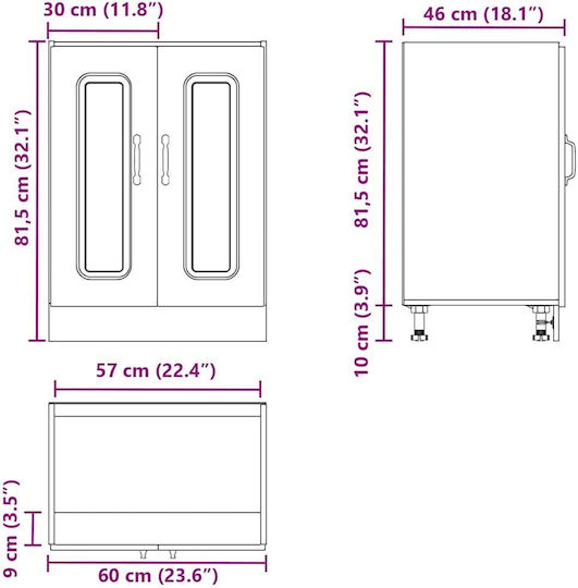 Kalmar Spülbeckenschrank Black 60x46x81.5Stück