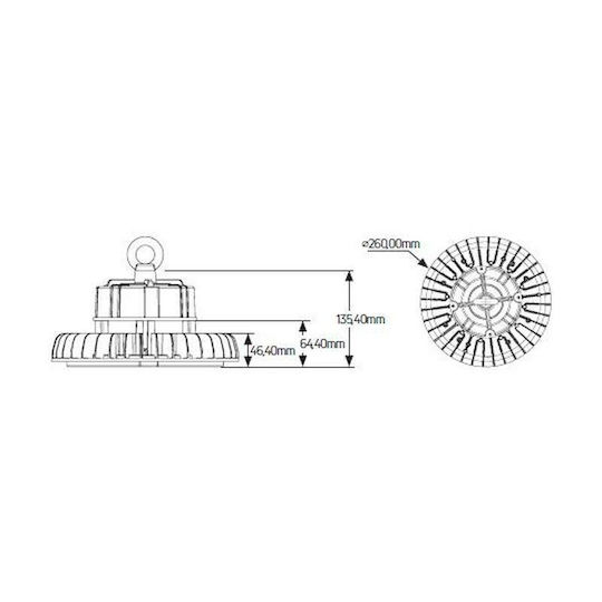 Geyer Φωτιστικό Καμπάνα 150W Φυσικό Λευκό 19500lm με Ενσωματωμένο LED Μαύρο