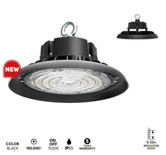 Eurolamp Commercial Bell Light 100W Natural White 19200lm with Built-in LED Black