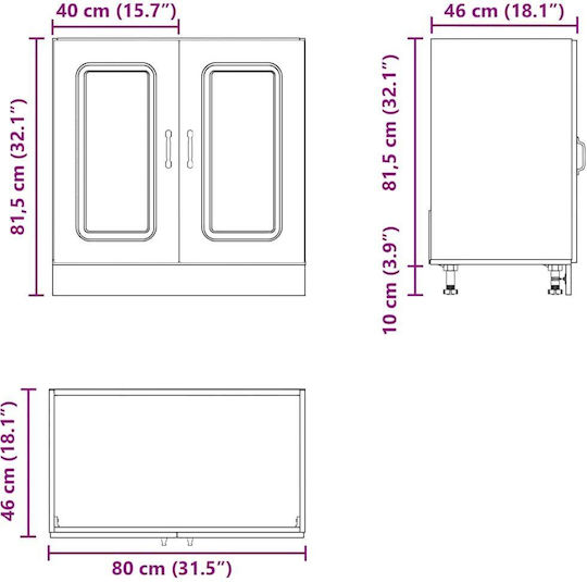 Kalmar Ντουλάπι Νεροχύτη Λευκό 80x46x81.5εκ.