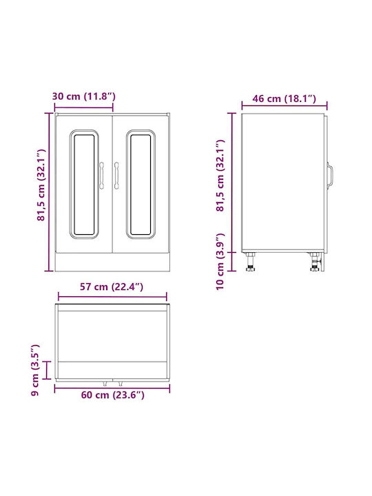 Kalmar Dulap pentru Chiuvetă Cafea 60x46x81.5buc