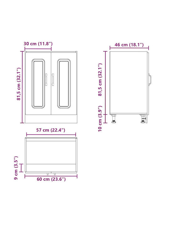 Kalmar Ντουλάπι Νεροχύτη Καφέ 60x46x81.5εκ.