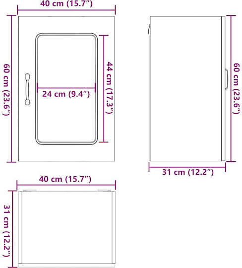 Kalmar Ντουλάπι Κρεμαστό Γκρι Sonoma 40x31x60εκ.
