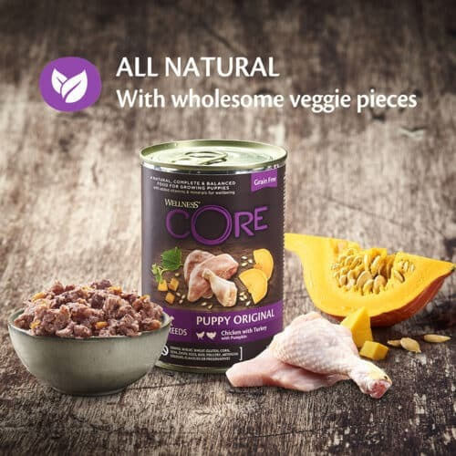 Wellness Core Duo Protein Wet Food for Puppies in Cans with Turkey and Chicken Grain-Free 400gr