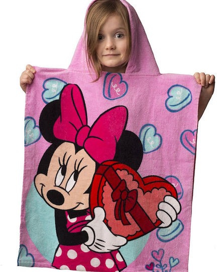 Viopros Minnie Παιδικό Πόντσο Θαλάσσης Minnie Ροζ 115 x 50εκ.