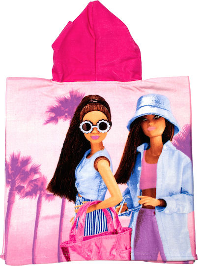 Mattel Barbie Παιδικό Πόντσο Θαλάσσης Barbie Ροζ 100 x 50εκ.