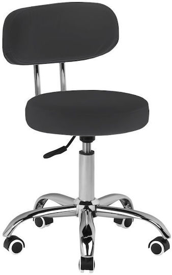Salon Stools Wheeled Stool with Backrest Black