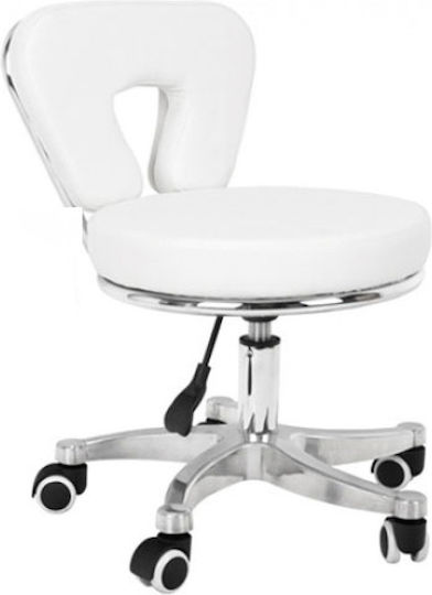 Salon Stools Wheeled Stool with Backrest 36cm White