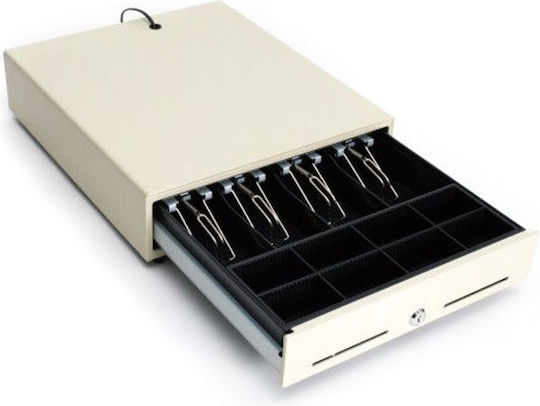 ICS Cash Drawer White with 8 Coin Slots and 4 Slots for Bills 33.5x36.8x8cm