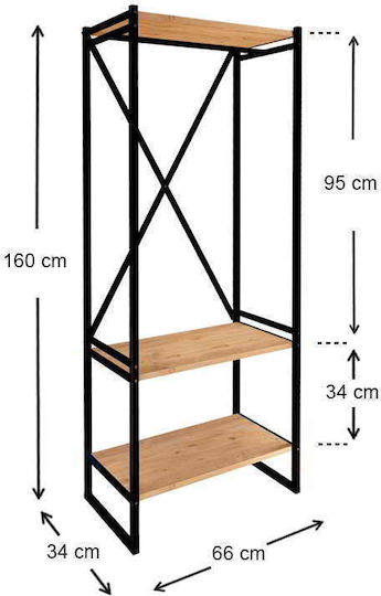 Zula Entry Furniture with Hanger & Shoe Rack Black / Pine Oak 66x30x160cm