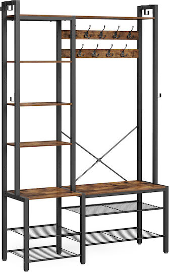 Vasagle Hall Tree Bench Shoe Storage Hallway Coat Rack Shoe Bench 5 Storage Shelves 9 Coat Hooks 6 Side Hooks 140 X 120 X 190 Cm Vintage Brown Ink Black Hsr426b01 Vasagle Hall Tree Bench Shoe Storage Hallway Coat Rack Shoe Bench 5 Storage Shelves 9 Coat Hooks 6 Side Hooks 140 X 120 X 190 Cm Vintage Brown Ink Black Hsr426b01