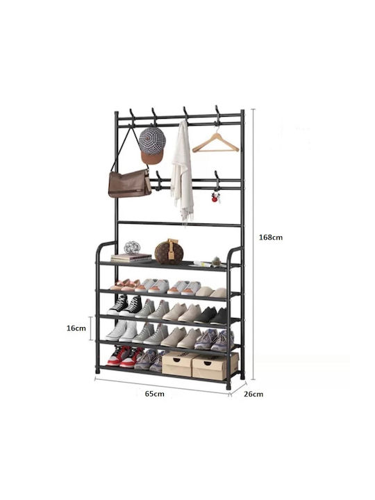 Entry Furniture with Hanger & Shoe Rack Black Velvet-Black Metal 80x26x168cm