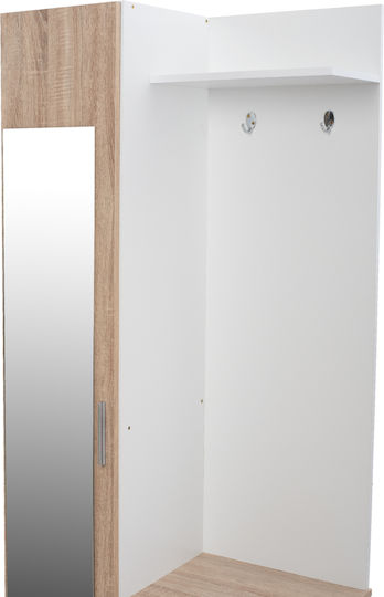Janice Mobilier de Intrare cu Oglindă / Cuier & Dulap Sonoma / Alb 70x37x181buc