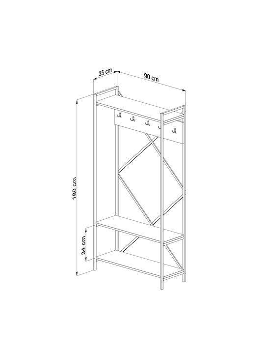 Navis Entry Furniture with Shoe Rack Sonoma Oak-Melamine Black 90x34x180cm
