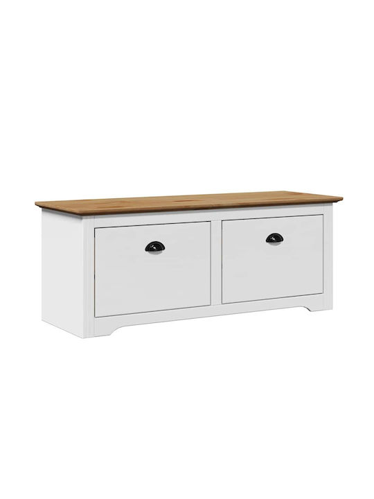 Mobilier de Intrare cu Dulap pentru Pantofi White and Brown 114x40x45cm
