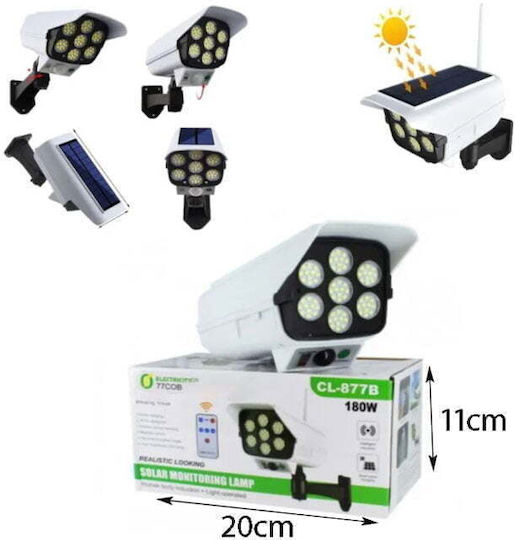 Solar Dummy Surveillance Bullet Camera with LED Lighting White
