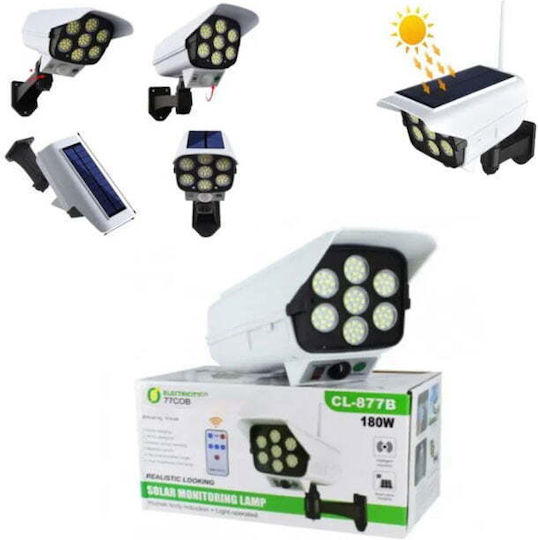 Solar Dummy Surveillance Bullet Camera with LED Lighting White