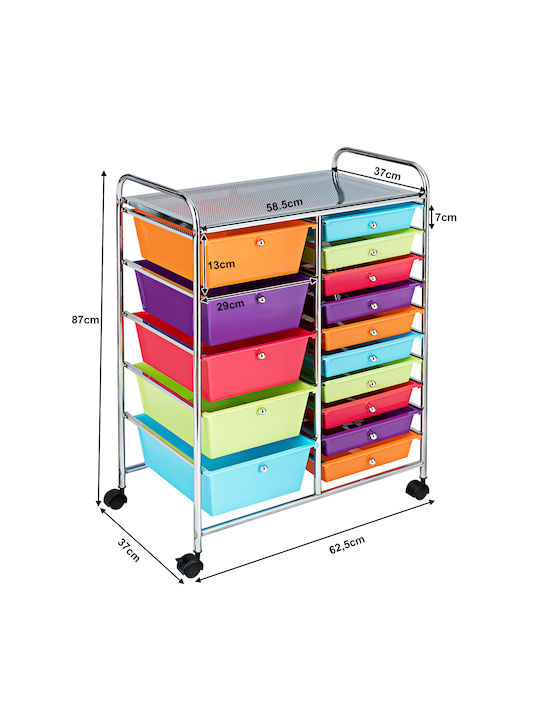 Drawers Storage Made of Metal & Plastic L63xW37xH87cm