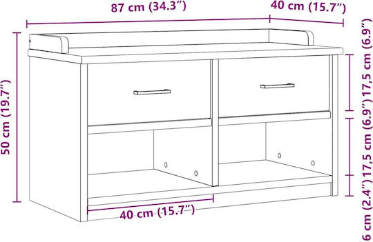 Sandens Eingangsmöbel mit Schuhschrank & Bank White 87x40x50cm