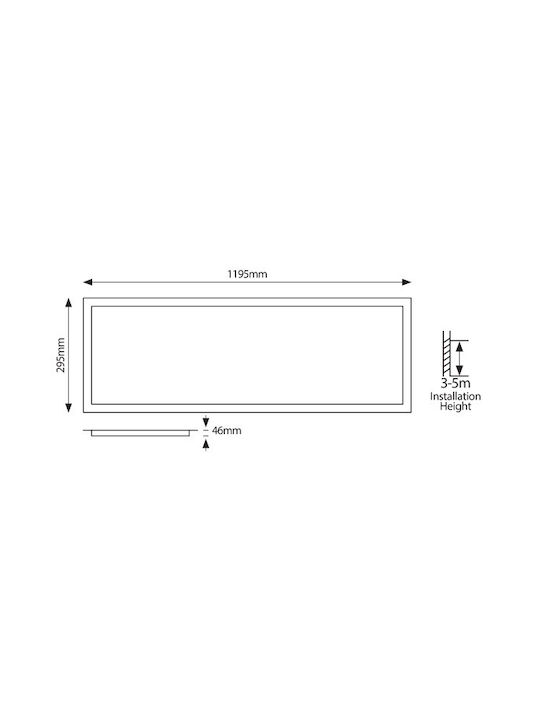 Eurolamp Παραλληλόγραμμο Χωνευτό LED Panel 48W με Φυσικό Λευκό Φως 4000K 120x30εκ.