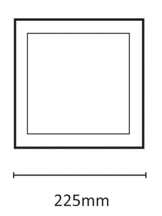 Inlight Square Recessed LED Panel 20W with Natural White Light 4000K 22.5x22.5cm
