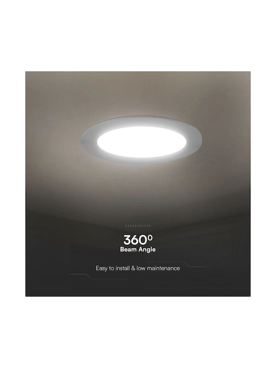 V-TAC Στρογγυλό Χωνευτό LED Panel 12W με Φυσικό Λευκό Φως 4000K