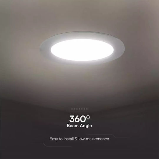 V-TAC Rund Vertieft LED Panel 6W mit Warmes Weiß Licht 3000K