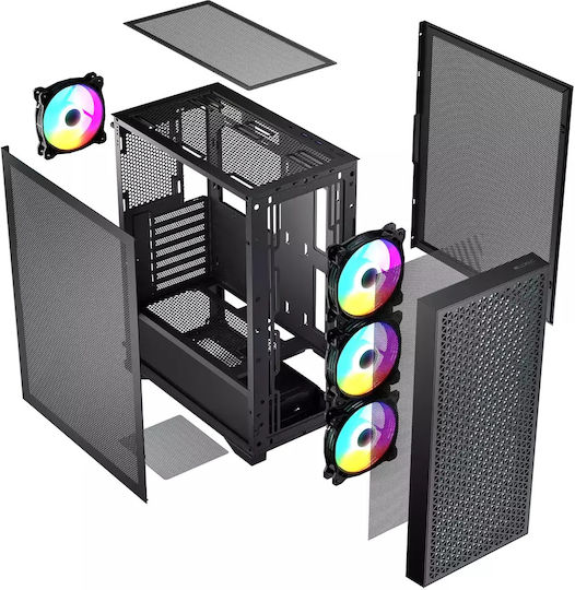 Logic Dart Pro ARGB Gaming Middle Tower Carcasă Calculator cu Fereastră Laterală Negru