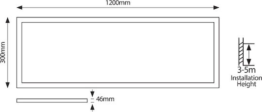 Eurolamp Χωνευτό LED Panel 36W 120x30εκ.