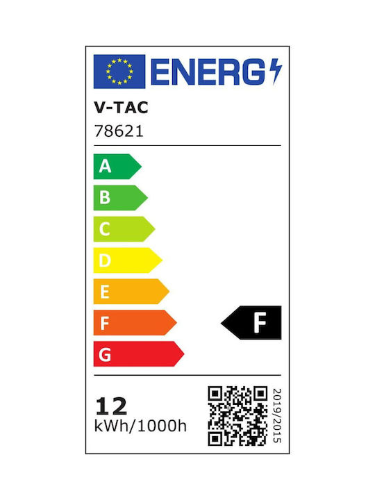 V-TAC Στρογγυλό Χωνευτό LED Panel 12W με Ψυχρό Λευκό Φως 6500K