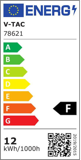 V-TAC Στρογγυλό Χωνευτό LED Panel 12W με Ψυχρό Λευκό Φως 6500K