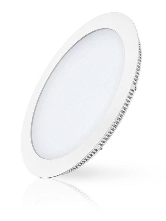 Fos me Στρογγυλό Χωνευτό LED Panel 18W με Φυσικό Λευκό Φως 4000K 22.5εκ.