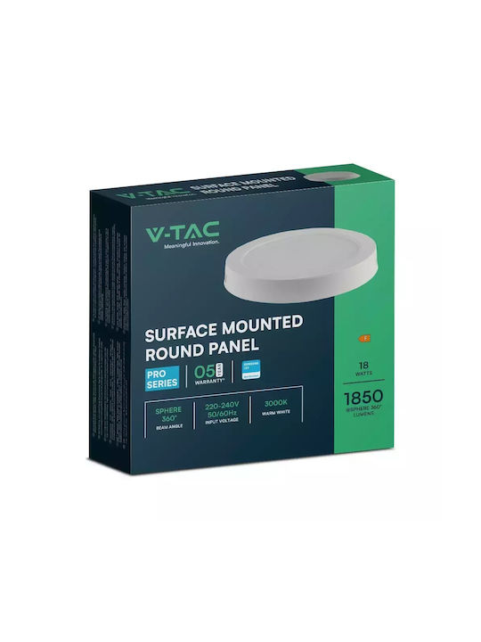 V-TAC Στρογγυλό LED Panel 18W με Φυσικό Λευκό Φως 4000K