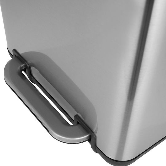 Estia Cubic Inox Bathroom Brush and Trash Can Set Soft Close 6l Silver
