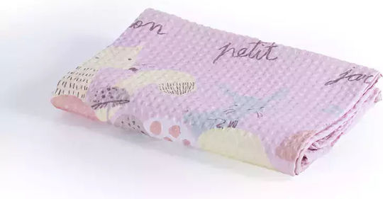 Nef-Nef Homeware Blanket Cot Mon Petit Jardin Waffle Lilac 110x150cm