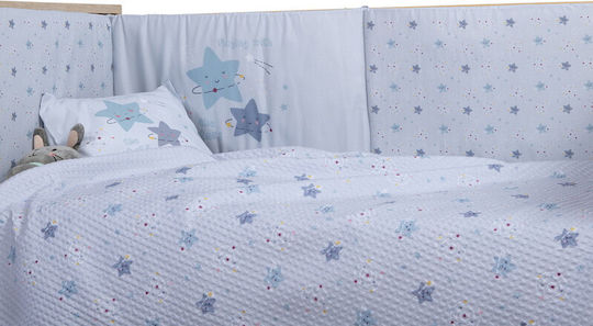 Nef-Nef Homeware Κουβέρτα Αγκαλιάς & Λίκνου Explore The Universe Πικέ Γαλάζια 80x110εκ.