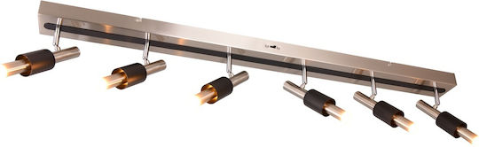 Trio Lighting Σποτ με 6 Φώτα σε Ασημί Χρώμα