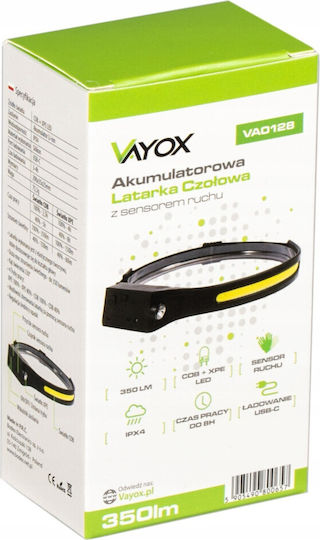 Vayox Презареждащ се Челник LED с Максимална Яркост 350лм Черен