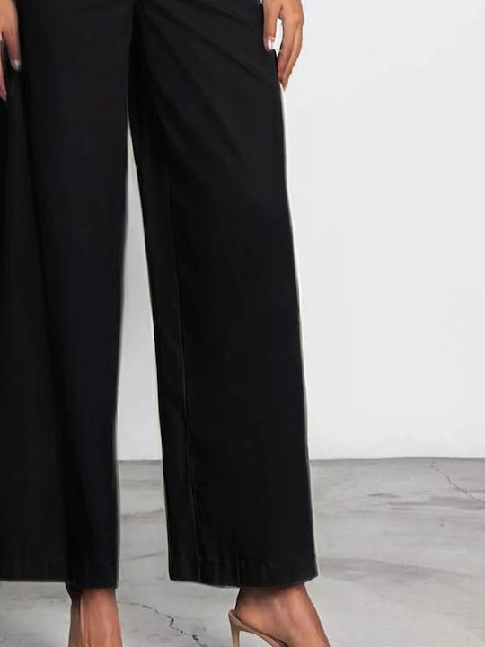 Damen Baumwoll-Set Pantaloons in Breit Bein Stil Schwarz
