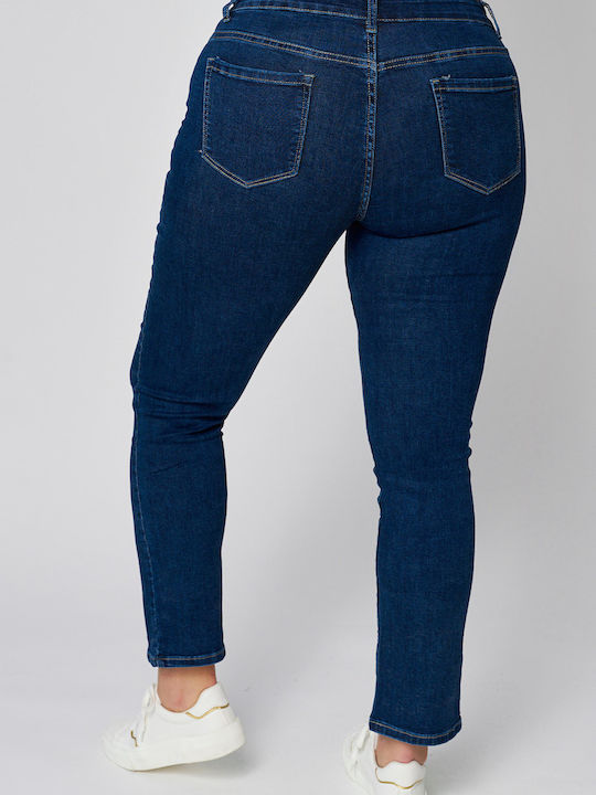 High Waist Women's Jean Trousers Push Up in Straight Line