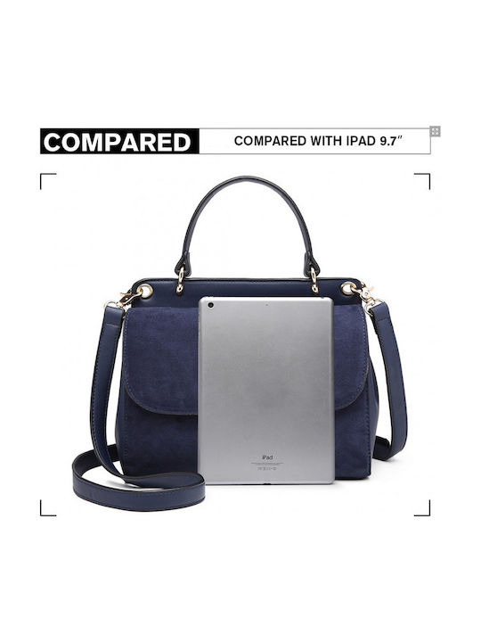 Leather Women's Bag Shoulder Navy Blue