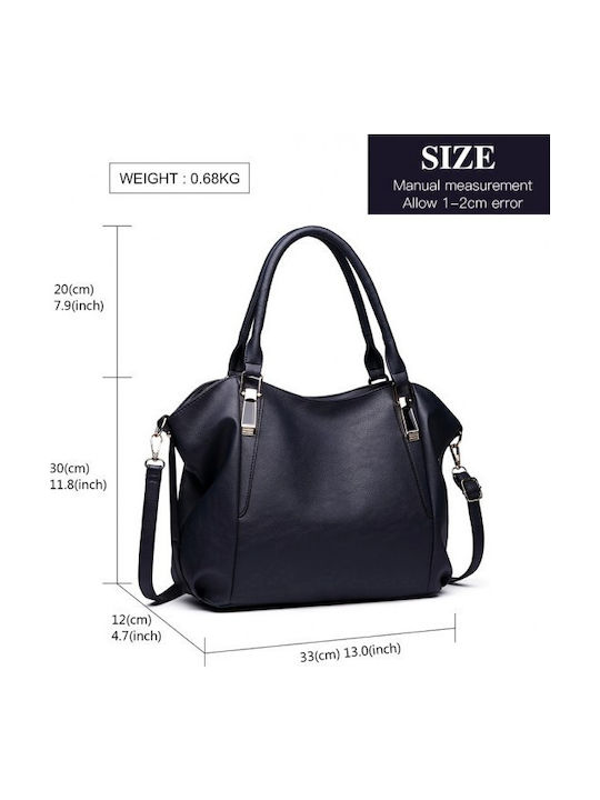 Leder Damentasche Schultertasche Marineblau