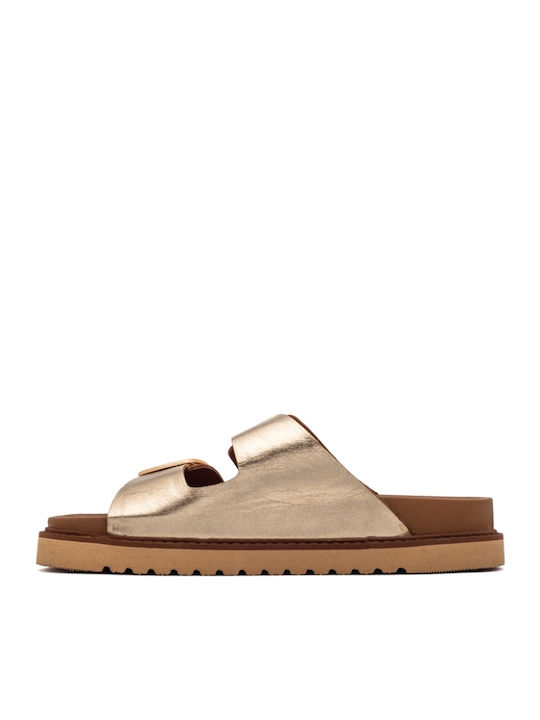 Sandale Casual Damă Din Piele Aurii