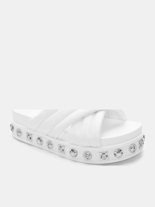 Sandale Casual Damă Flatforme Albe