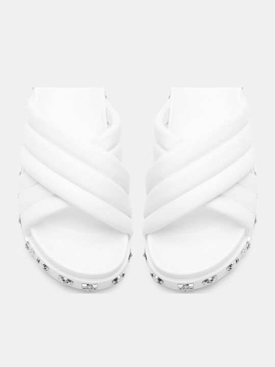 Sandale Casual Damă Flatforme Albe