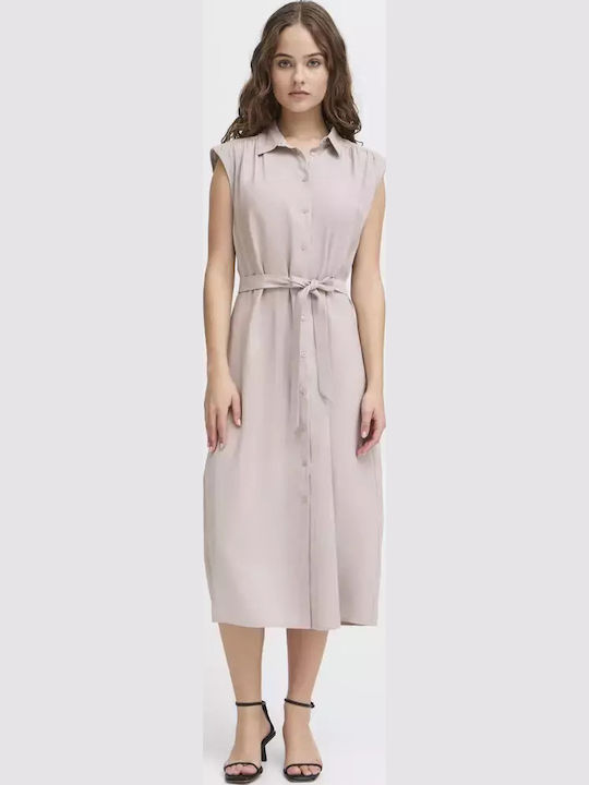Summer Midi Shirt Dress Grey