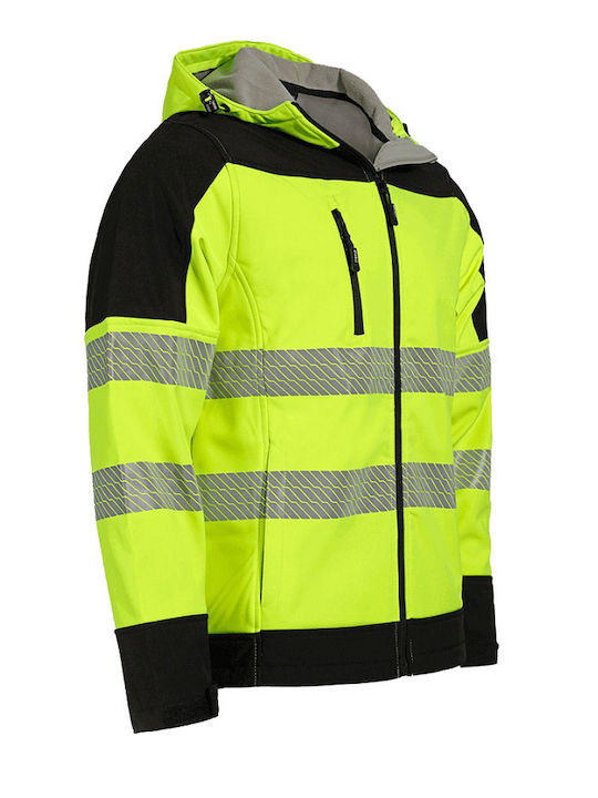 Stenso Nobel Pro Work Jacket Reflective Softshell with Fleece Lining and with Hood Yellow