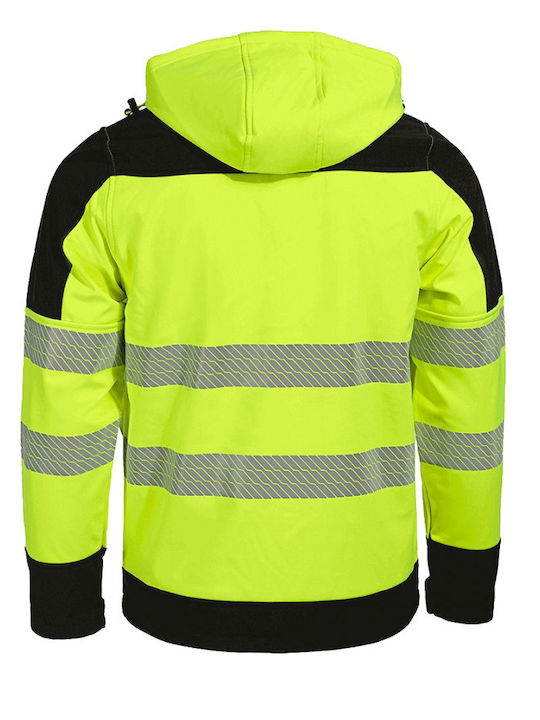 Stenso Nobel Pro Work Jacket Reflective Softshell with Fleece Lining and with Hood Yellow