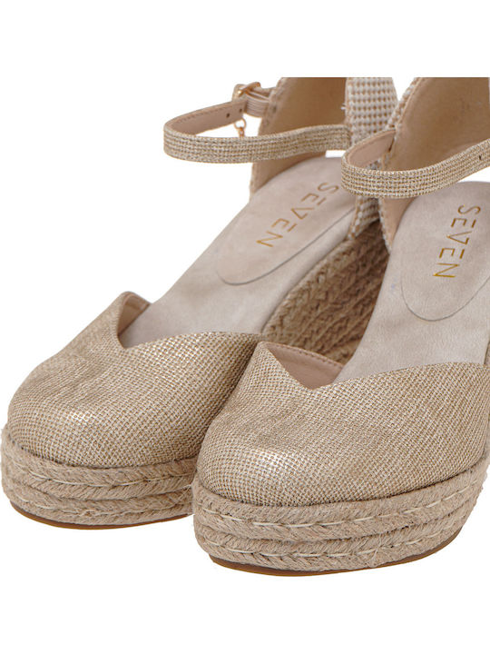 Women's Synthetic Leather Platform Espadrilles Beige