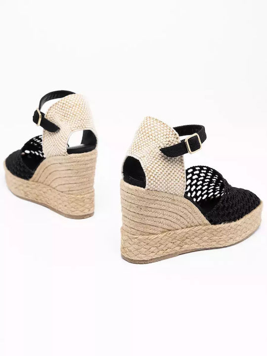 Women's Suede Platform Espadrilles Black
